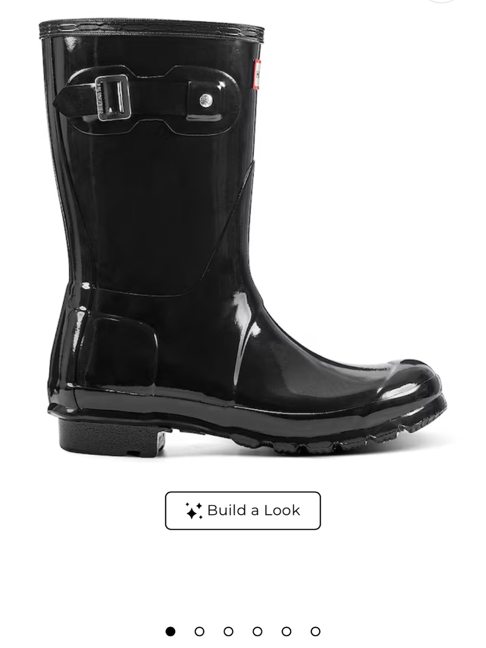 Hunter Glossy Black Short Rain Boot with Side Buckle